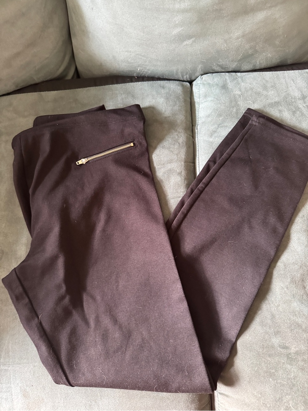 Catherine Malandrino Black Ponte Knit Pants Silver Zip Pockets Size M-NWOT